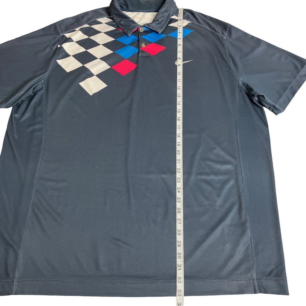 Nike Golf Tour Performance Dri-FIT Polo Shirt Mens XXL Blue Gray Retro Diamond - Picture 15 of 16